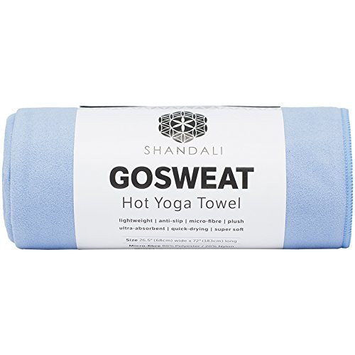 Hot Yoga Towel - Suede, 100percent Microfiber, Super Absorbent, Bikram Yoga Towel, Placid Blue - 26.5 x 72