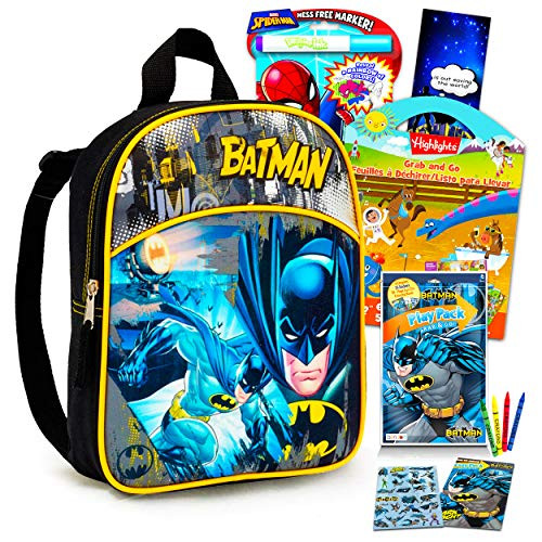 Batman Playset Bundle Batman Coloring Book Kit - 5 Pc Batman Activity Set with Spiderman Imagine Ink, Stickers, and More (Batman Bag Pack Party Favors)