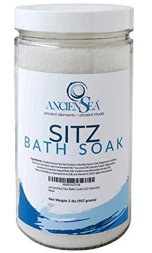 NEW Sitz Bath Salt 32 Ounces Dead Sea Salt and Epsom Salt Plus Pure Lavender, Frankincense, and Niaouli Essential Oils in Beautiful 2 Pounds Jar