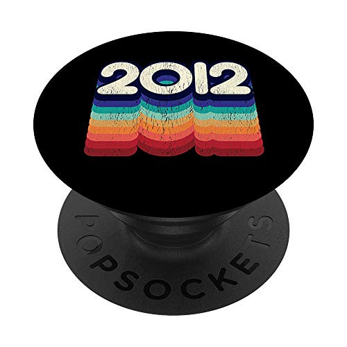 Vintage 2012 Retro Year Design Blue Tan Birthday Gift PopSockets Grip and Stand for Phones and Tablets