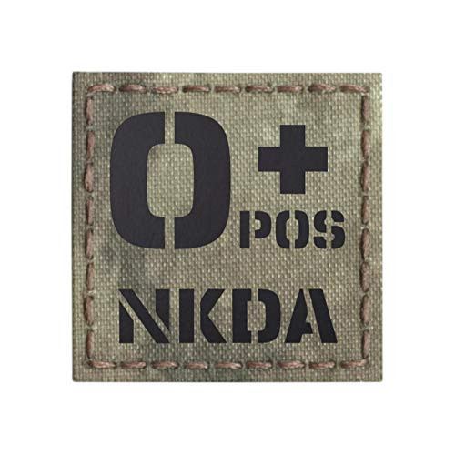 IR A-TACS AU OPOS NKDA Oplus Blood Type 2x2 Arid Tan Tactical Morale Touch Fastener Patch