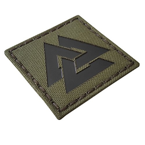 IR OD Green Viking Valknut Norse 2x2 Olive Drab IFF Tactical Morale Fastener Patch IR OD Green Viking Valknut Norse 2x2 Olive Drab IFF Tactical Morale Fastener Patch