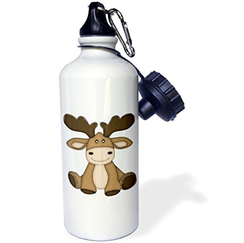 3dRose Cute Sitting Moose Illustration-Sports Water Bottle, 21oz (wb_211135_1), 21 oz Multicolored