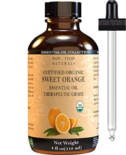 Organic Orange Essential Oil (4 oz), USDA Certified, 100percent Pure Essential Oil, Therapeutic Grade, Citrus Sinensis by Mary Tylor Naturals