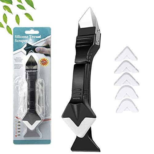 Caulking Tool 3 in 1 Silicone Caulk Tool Glass Glue Angle Scraper Adhesive Caulking Finishing Tool Sealant Caulk Grout Remover Scraper Adhesive Residue Scraper Seam Repair Tool