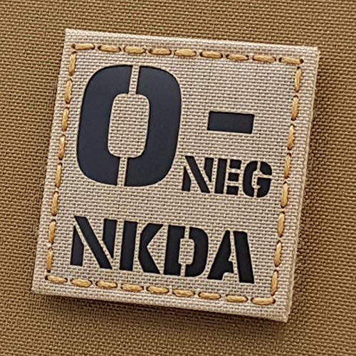 IR ONEG NKDA O- Desert Sand Blood Type 2x2 Tan IFAK Tactical Morale Fastener Patch
