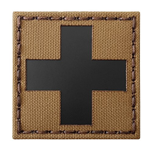 Coyote Brown Tan Infrared IR MED Medical EMS EMT 2x2 Tactical Morale Fastener Patch