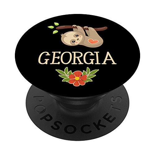 Sloth Georgia Name Gift Love Heart Black Tan Pink PopSockets PopGrip: Swappable Grip for Phones  and  Tablets