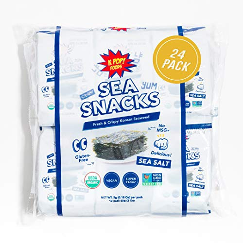 KPOP Sea Snacks - Premium Seaweed Snacks, 5 grams, Lightly Salted Roasted Seaweed - Korean Snacks, Vegan Snacks, Certified Organic, Verified Non-GMO, Gluten Free Snacks, from KPOP Foods (24 Pack) KPOP Sea Snacks - Premium Seaweed Snacks, 5 grams, Lightly Salted Roasted Seaweed - Korean Snacks, Vegan Snacks, Certified Organic, Verified Non-GMO, Gluten Free Snacks, from KPOP Foods (24 Pack)