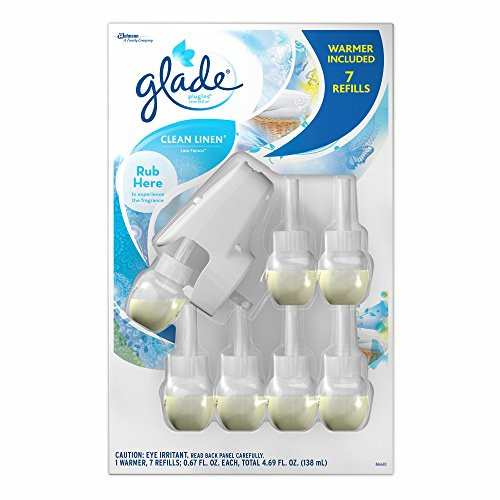 Glade Scented Oil Refills, Clean Linen (7 pack & Warmer)