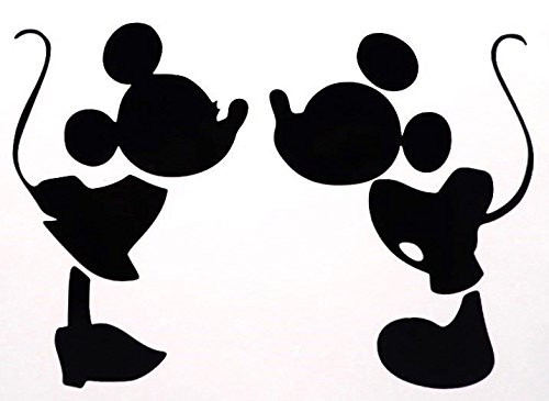 Mickey Mouse Kissing Minnie Mouse Decal Vinyl Sticker|Cars Trucks Vans Walls Laptop|BLACK|5.75 in|CCI386