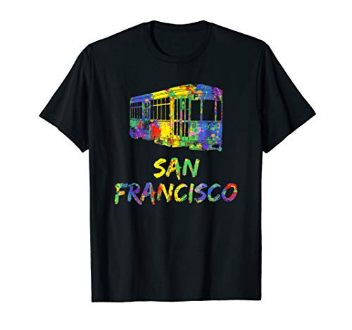 San Francisco Art Colorful Rainbow San Francisco Cable Car T-Shirt