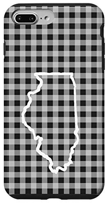 iPhone 7 Plus/8 Plus Illinois Home, Chicago Buffalo Plaid Check Gear, Vintage Map Case
