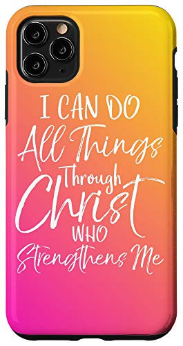 iPhone 11 Pro Max Phil 4:13 Pink  and  Yellow I Can Do All Things Through Christ Case