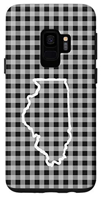 Galaxy S9 Illinois Home, Chicago Buffalo Plaid Check Gear, Vintage Map Case