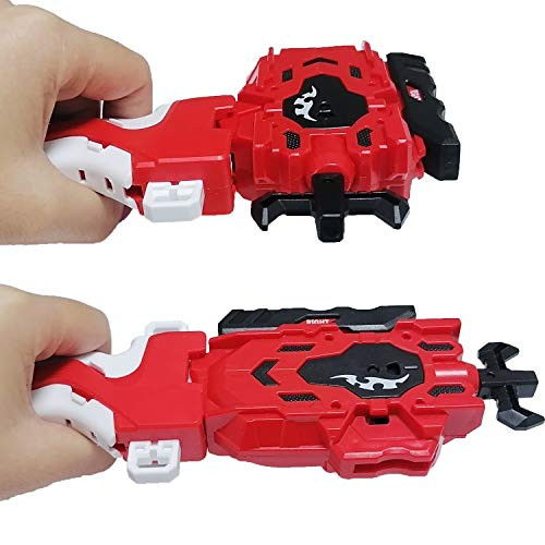 Beyblades Launcher and Grip , Battling Burst String Launcher Gyro Light Sparking Left and Right LR Spin Top Compatible with All Bey Burst Series Bey Battling Beyblades(Red)