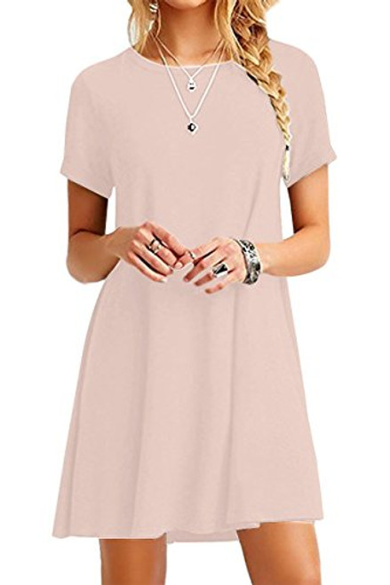 YMING Womens Swing Casual Simple Dress Tunic Mini Solid Color Tank Dress Khaki S YMING Womens Swing Casual Simple Dress Tunic Mini Solid Color Tank Dress Khaki S