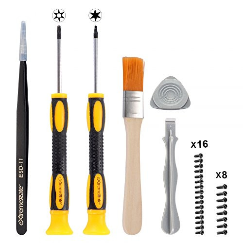 eXtremeRate T6 T8H Screwdriver Set Opening Tools Repair Kits for Xbox Series X/S, Xbox One, Xbox One Elite, Xbox One S/X, Xbox 360 Controller with Spare Screws Tweezers Prying Tool and Cleaning Brush