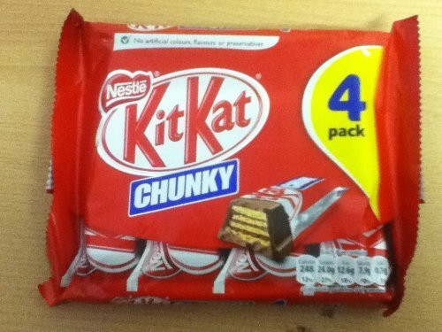 Pack of 4 Nestle Chunky Kit-kat Bars - British Chocolate - Will Ship Worldwide Pack of 4 Nestle Chunky Kit-kat Bars - British Chocolate - Will Ship Worldwide