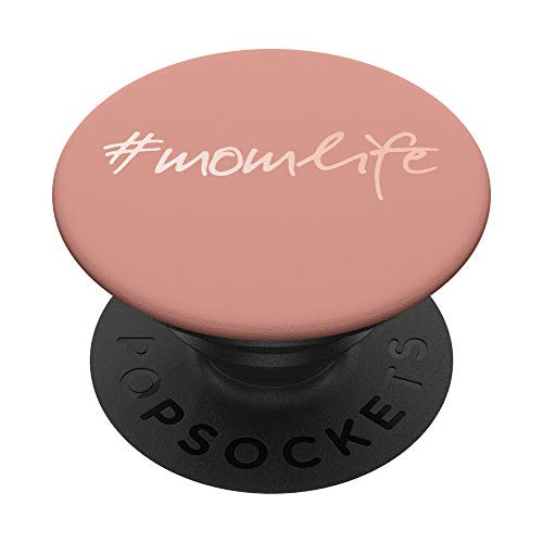 Gradient Mom-Life on Pink-Sand Beige PopSockets PopGrip: Swappable Grip for Phones  and  Tablets