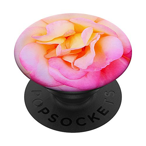 Pink Yellow Rose Pop Socket - Romantic Floral Print for Her PopSockets Grip and Stand for Phones and Tablets