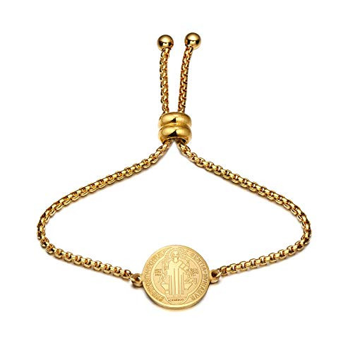 LVEN St Saint Benedict Medal Bracelet San Benito Bracelet for Men Women