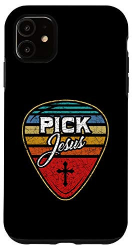 iPhone 11 Retro Guitarist Guitar Pick Christian Music Jesus Case