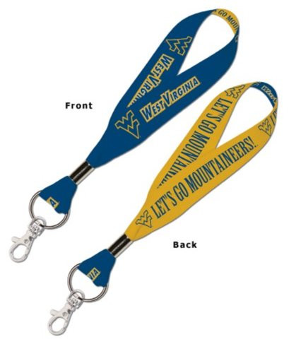 NCAA University West Virginia Mountaineers 1" inch Lanyard Key Strap, Metal Ring