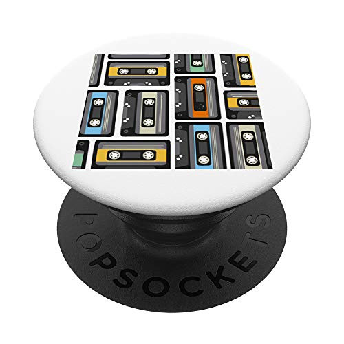 Cassette Tape Retro 1980s Mixtapes Radio Cassette Player PopSockets PopGrip: Swappable Grip for Phones  and  Tablets