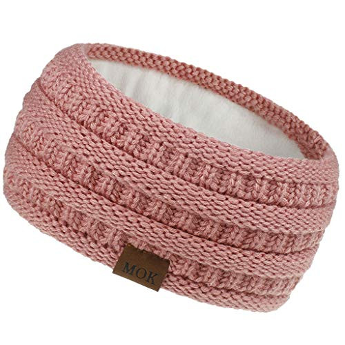 Warm Winter Headband for Women Warm Headband Fuzzy Fleece Lined Stretch Thick Cable Knit Head Wrap Ear Warmer