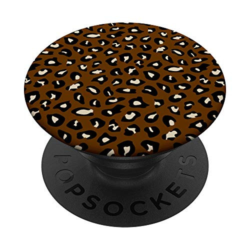 Brown Tan Black Leopard Cheetah Animal Print PopSockets Grip and Stand for Phones and Tablets