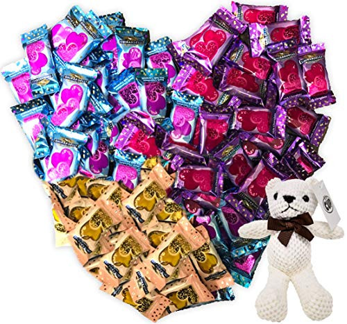 Ghirardelli Easter Chocolate Heart Variety, White Chocolate Creme Brulee, Milk Chocolate, Dark Chocolate Sea Salt Caramel, 24 oz Bulk Bag with By The Cup Teddy Bear Ghirardelli Easter Chocolate Heart Variety, White Chocolate Creme Brulee, Milk Chocolate, Dark Chocolate Sea Salt Caramel, 24 oz Bulk Bag with By The Cup Teddy Bear