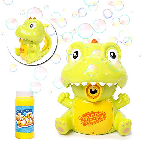 Danvren Dinosaur Bubble Machine, Automatic Durable Bubble Blower Bubble Gun for Kids Boys Girls,Summer Toy Bubble Maker with Thousands Bubbles per Minute (Solution Included)