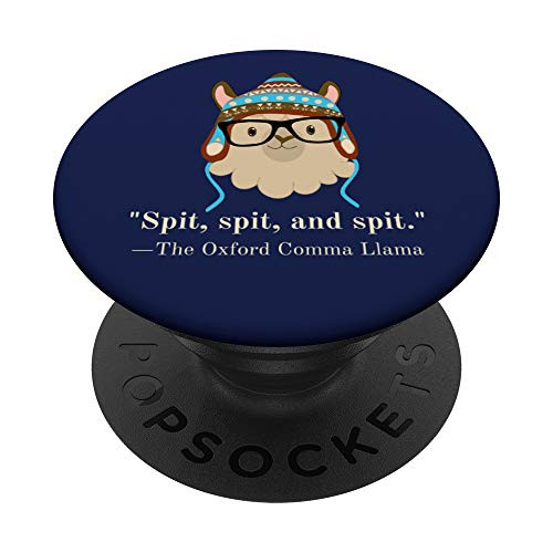 Oxford comma llama navy and tan grammar nerd phone grip PopSockets Grip and Stand for Phones and Tablets