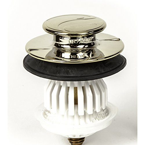PF WaterWorks PF0910-PB DrainEASY Patented, Universal Clog Preventing Bathtub/Bath Tub Stopper/Strainer includes 3/8 inch and 5/16 inch Fittings, No Hair Catcher, Polished Brass