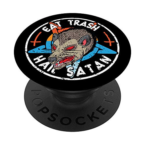 Eat Trash Hail Satan Opossum Pentagram Satanic Garbage Gang PopSockets PopGrip: Swappable Grip for Phones  and  Tablets