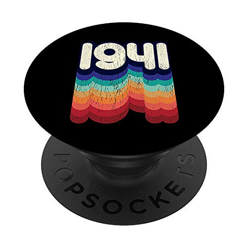 Vintage 1941 Retro Year Design Blue Tan 79th Birthday Gift PopSockets Grip and Stand for Phones and Tablets