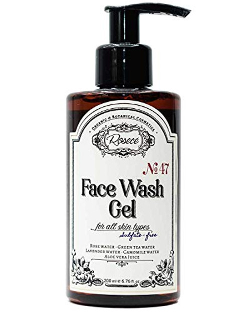Rosece Natural Sulfate Free Face Wash Gel, Cruelty Free - Rose, Lavender, Aloe Vera, 6.76 fl oz Rosece Natural Sulfate Free Face Wash Gel, Cruelty Free - Rose, Lavender, Aloe Vera, 6.76 fl oz