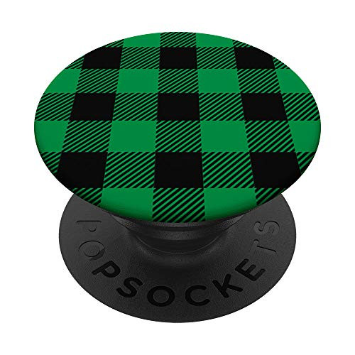 Green and Black Buffalo Check Plaid Pattern PopSockets PopGrip: Swappable Grip for Phones  and  Tablets