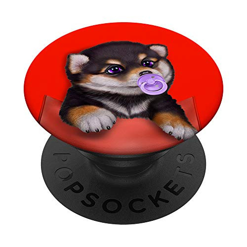 Black Tan Shiba Inu Dog in Pocket with Pacifier PopSockets PopGrip: Swappable Grip for Phones  and  Tablets