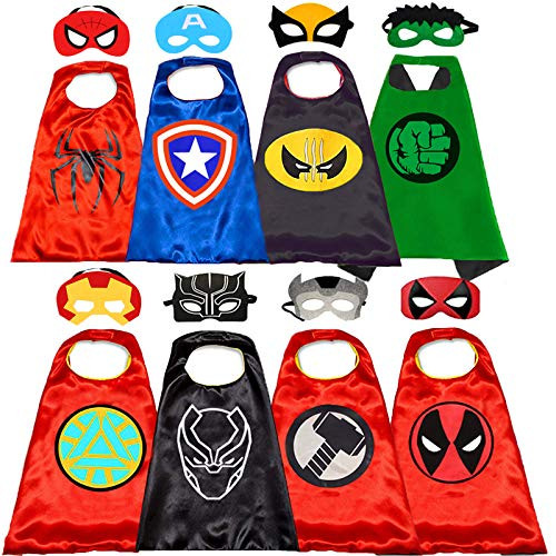 Superhero Capes and Masks for Kids Superhero Cosplay Double Side Capes Superhero Toy Kids Best Gifts (4pcs) Red