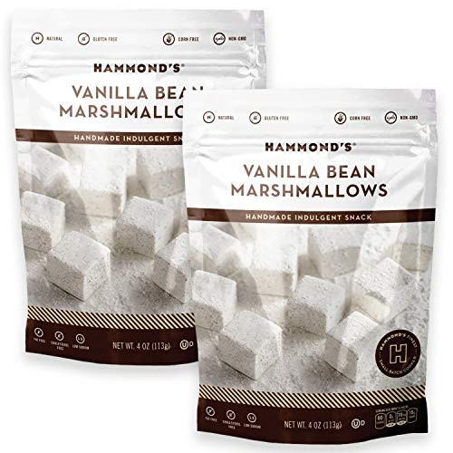 Hammond's Candies   Gourmet Vanilla Bean Marshmallows   2 Bags, Great for Snacking   Hot Chocolate, Smores and Homemade Brownie   Small Batches   Handcrafted in the USA