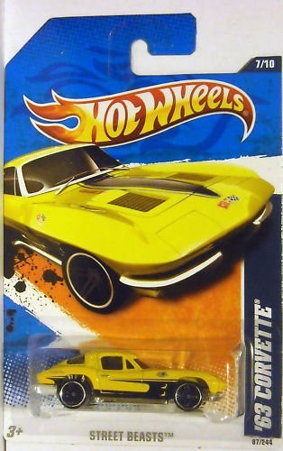 Hot Wheels 2011 - Street Beasts 7/10 - '63 Corvette (Yellow) 87/244 by Hot Wheels