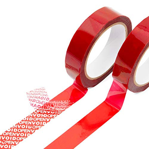 Tamper Evident Tape, Red Security Void Seals (1 Inch x 55 Yards, 2 Rolls)