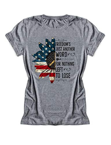 YourTops Hippie American Flag T-Shirt Freedom's Just Another Word for Nothing Left to Lose T-Shirt (US L, 3-Grey)