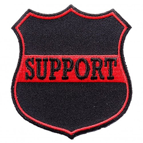 Support Red Iron On Patches - Embroidered Artwork Sew On Applique Patch, 3" x 3"