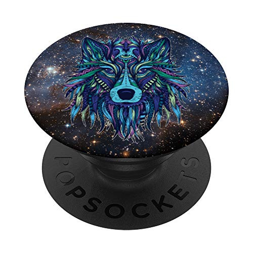 Blue Wolf Galaxy Nebula And Stars PopSockets PopGrip: Swappable Grip for Phones  and  Tablets