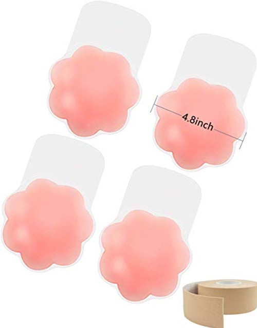 Adhesive Bra, 2×4.8in Breast Pasties Nipple Covers Push up Lift Breast Petals