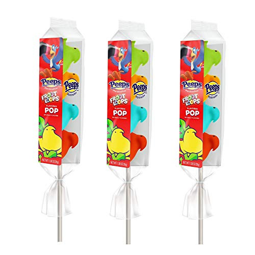 Froot Loop Cereal Flavored Peeps Pop, Peep Marshmallows Skewer, Easter Candy for Baking, Kids Basket Stuffer Ideas, 3 Pack Froot Loop Cereal Flavored Peeps Pop, Peep Marshmallows Skewer, Easter Candy for Baking, Kids Basket Stuffer Ideas, 3 Pack