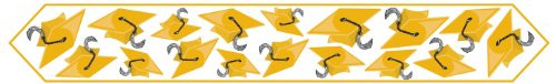 Printed Grad Cap Table Runner (gold) Party Accessory  (1 count) (1/Pkg)